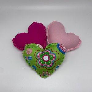Set of 3 Handmade Small Heart Stuffed Pillows / Valentine’s Day Decor